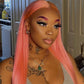 Light Pink Straight Color Lace Front Wig